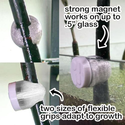 Magnetic Mangrove & Bamboo Holder for Aquariums (3 Pack) | Tank-Safe Magnets | Plant Mounts for Glass up to 1/4” | Aquascaping Support