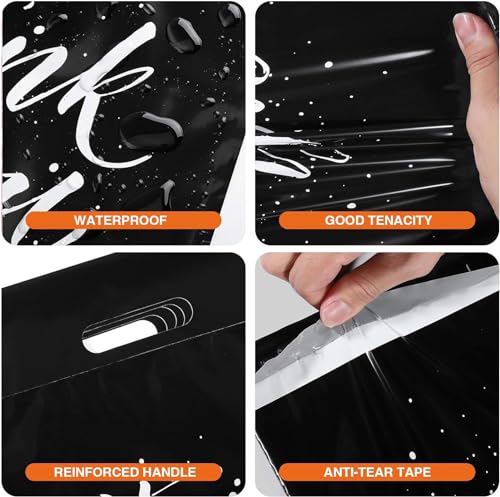 Metronic Thank You Poly Mailers 12x15.5 100 Pcs, Easy to Carry Shipping Bags with Handle, Self Seal Mailers Poly Bags for Small Business Packing and Shipping, Cute Package Bags Mailing Bags, Black - color: Black, size: 12X15.5" 100PC