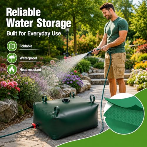 100 Gallon Water Storage Bladder, Premium Tear-Proof & Leakproof PVC Water Storage Tank, Portable Water Tank for Camping, Truck, RV Trips, Emergency, Outdoor & Wild Survival - size: 100 gallon