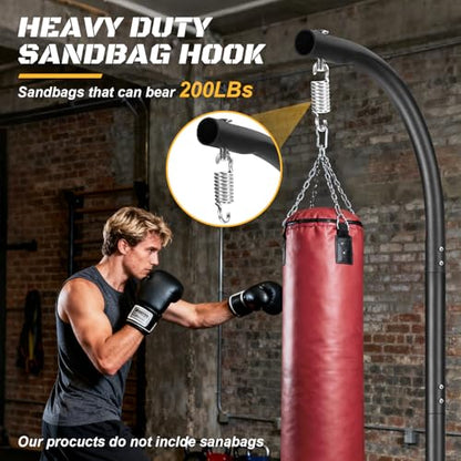 Upgraded Punching Bag Stand, Heavy Duty Boxing Stand, Steel Sandbag Rack Boxing Bag Stand, Freestanding Durable Training Equipment for Home & Gym Fitness Stable Steel, Stand Only