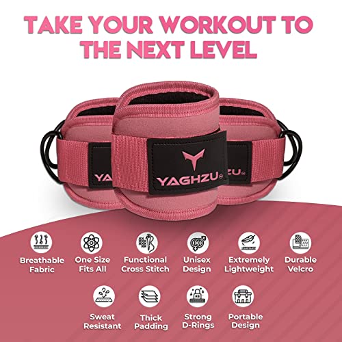 Adjustable Gym Ankle Straps for Cable Machines Women & Men, Glute Kickbacks - color: Solid Pink, size: Pair