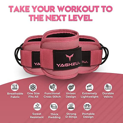 Adjustable Gym Ankle Straps for Cable Machines Women & Men, Glute Kickbacks - color: Solid Pink, size: Pair