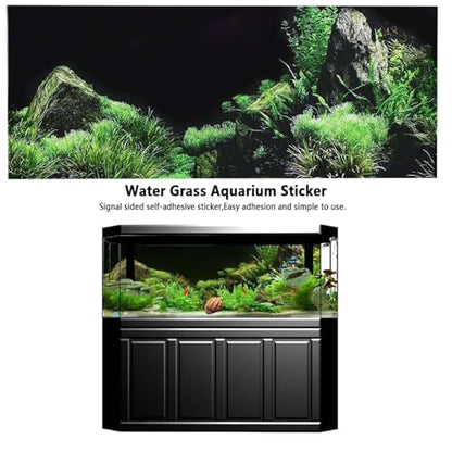 Aquarium Background Aquarium Decoration Sticker, DIY Aquarium Fish Seafloor Water Grass Background Painting PVC Sticker(91 * 50cm)