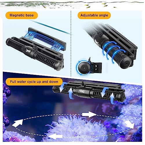 hygger Aquarium Wave Maker, Adjustable Cross Flow Pump with LED Display Controller, Magnetic DC 24V Aquarium Powerhead for Freshwater and Marine Reef Aquariums Up to 135 Gallon (18w) - style: 18w