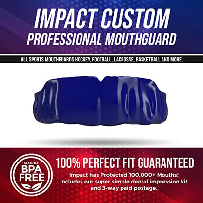 Impact All Sports Mouthguard Lacrosse, Football, Hockey, Basketball, Jiu-Jitsu, and More, Breathable Mouthguard for Youth Adults, Professional Custom-Fit, Navy Blue - color: Navy Blue