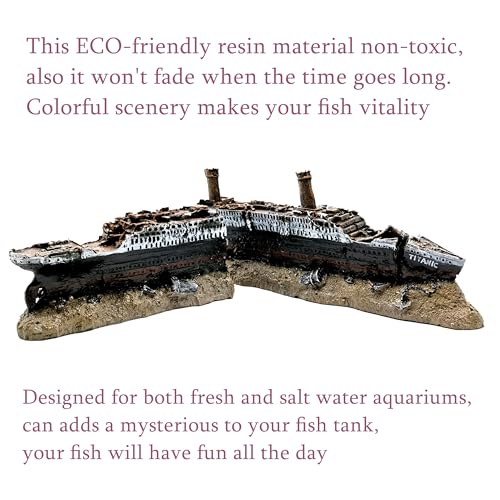 M2cbridge Antique Roman Column Ruins European Castle Aquarium Decorations Fish Tank Hideout Rocks(Titanic Shipwreck)