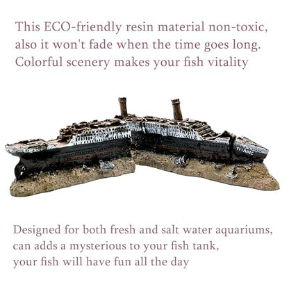 M2cbridge Antique Roman Column Ruins European Castle Aquarium Decorations Fish Tank Hideout Rocks(Titanic Shipwreck)