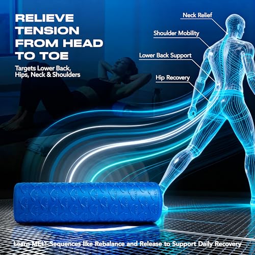 MELT Method 18 Inch Travel Soft Foam Roller- Half the Length of The MELT Full Body Roller | Portable Travel Size, Cross-Linked Memory Foam, Latex-Free, Myofascial Release, Lower Back, Hips, Neck, Shoulders