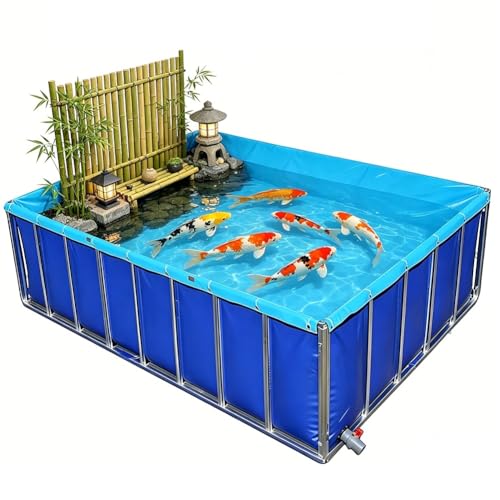 Canvas Fish Pond, Heavy-duty Square Design With Support Frame, Foldable Large-capacity Tank, Knife-coated Fabric Reservoir, Suitable For Aquaculture, Koi Farming, And Irrigation(2x1.5x0.8m) - size: 2x1.5x0.8m