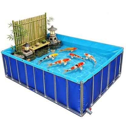 Canvas Fish Pond, Heavy-duty Square Design With Support Frame, Foldable Large-capacity Tank, Knife-coated Fabric Reservoir, Suitable For Aquaculture, Koi Farming, And Irrigation(1.2x1x0.7m) - size: 1.2x1x0.7m