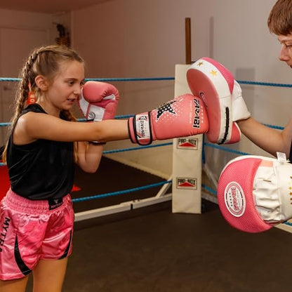 Farai Kids Boxing Gloves 6-oz Kickboxing Muay Thai Training MMA Sparring Gloves, Best Gloves for Training on Punching Bag, Focus Pads Practice - color: Pink