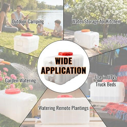 13Gallon/50L Water Storage Tank, Portable Water Tank for Outdoor Camping, Farms and Gardens, Rectangular Translucent White