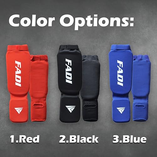 Shin Guards – Durable Leg & Instep Protection for Muay Thai, Kickboxing, MMA, BJJ, Karate & Taekwondo | Lightweight Training & Sparring Shin Instep Guard - color: Blue, size: Large