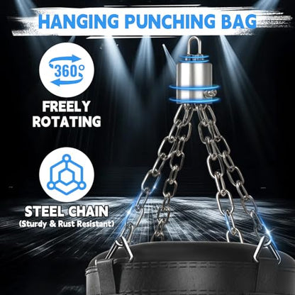 Punching Bag for Adults, 4FT Hanging Heavy Boxing Bag Set with Boxing Gloves for MMA Karate Kickboxing Muay Thai Training at Home Gym - Unfilled