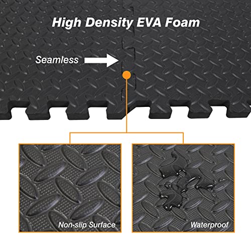 BIG RED ARPM001BK Interlocking Foam Mat Protective Exercise Workout Puzzle Floor Mat Tiles for Home Gym Equipment - color: Black