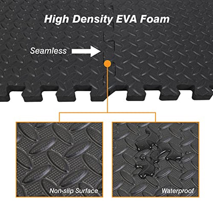 BIG RED ARPM001BK Interlocking Foam Mat Protective Exercise Workout Puzzle Floor Mat Tiles for Home Gym Equipment - color: Black