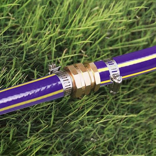 4 Sets Garden Hose Repair Connector with Clamps, Aluminum Water Hose End Replacement Fit for 3/4" and 5/8" Garden Hose Fittings - color: 4 Sets - Brass