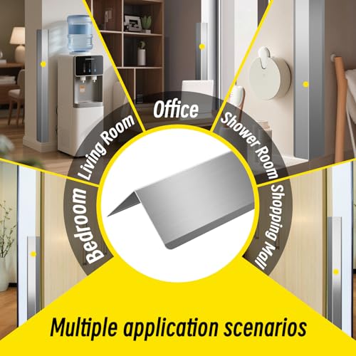 Steel Corner Guards 2 x 2 x 48” Metal Protector, 6 Pack Metal Wall Corner Protector T304 Stainless Steel Wall Molding Trim (Silver)