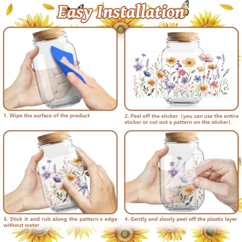 UV DTF Cup Wraps Transfer Stickers Butterflies and Flower Bushes, 10 Sheets Waterproof Custom Vinyl Transfer Sticker 16oz Coffee Glass Cup Tumbler Bottle Mug Decals for Men Women - style: Butterflies and Flower Bushes