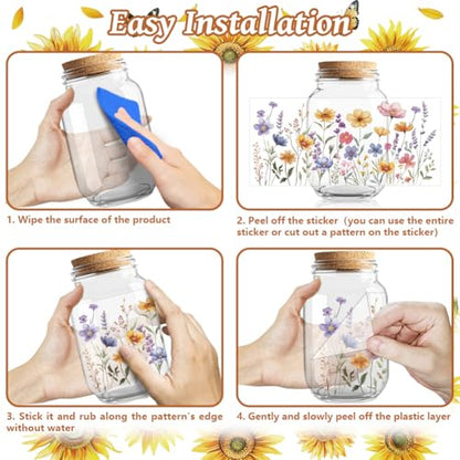 UV DTF Cup Wraps Transfer Stickers Butterflies and Flower Bushes, 10 Sheets Waterproof Custom Vinyl Transfer Sticker 16oz Coffee Glass Cup Tumbler Bottle Mug Decals for Men Women - style: Butterflies and Flower Bushes