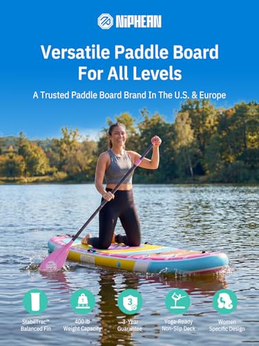 Niphean 10' Inflatable Paddle Board, Ultra-Light SUP for Beginners - color: Rose Pink