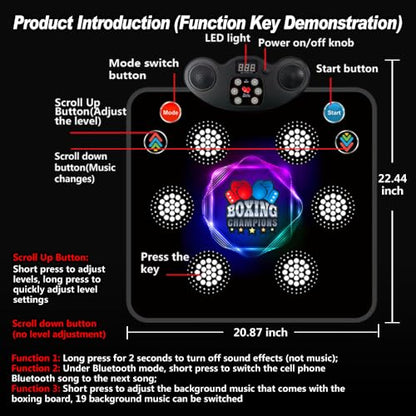 2025 Kids Musical Boxing Machine Comes with Boxing Gloves, 9 Modes, 420 Levels, 7 Lights, wall-Mounted Dual-Purpose, Memory and Reaction Training Equipment Christmas Birthday Gift for Kids
