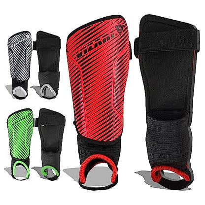 Vizari Matera Soccer Shin Guards | Lightweight PP Shell | Foam Padded Backing | Youth Soccer Shin Guards | Soccer Equipment - color: Red / Black, size: Medium
