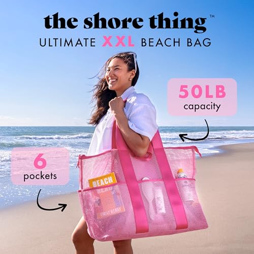 Fit & Fresh The Shore Thing™ XL Marine Grade Mesh Beach Bag, Extra Large Beach Tote, Durable, Sandproof Oversized Pool Bag