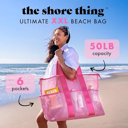 Fit & Fresh The Shore Thing™ XL Marine Grade Mesh Beach Bag, Extra Large Beach Tote, Durable, Sandproof Oversized Pool Bag