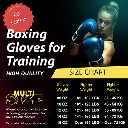 Kruzak Boxing Gloves for Men & Women, Sparring & Kickboxing Gloves, Muay Thai & MMA Gloves, 8-16 oz - color: Blue, size: 10 oz