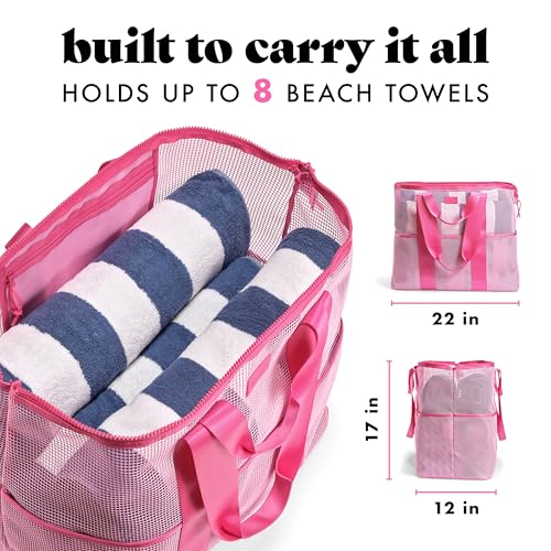 Fit & Fresh The Shore Thing™ XL Marine Grade Mesh Beach Bag, Extra Large Beach Tote, Durable, Sandproof Oversized Pool Bag