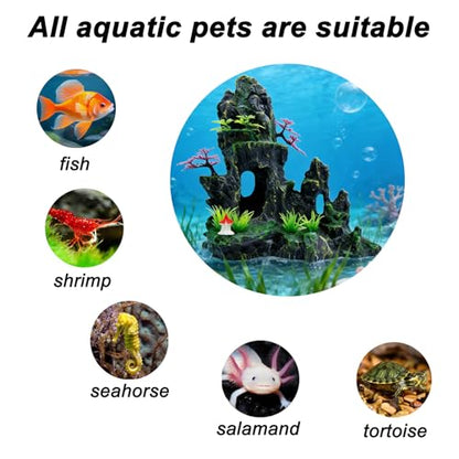 Large Aquarium Decoration, Artificial Mountain View Fish Tank Decoration, Very Suitable for Aquatic Pets Such as Fighting Fish and Ornamental Fish to Hide and Explore -10.5 inches high