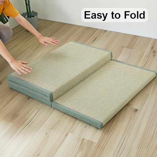 Japanese Tatami Mat, Tatami, Rug, Foldable Mattress, Roll up Rug, Japanese Floor Mattress, Floor Sleeping Japanese Futon Mattress, Meditation Yoga, Zen - size: Green 90×200×3.5cm