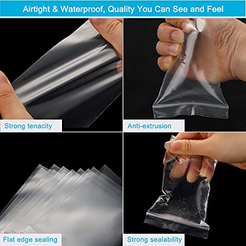200 Pcs Small Plastic Bags, 3 x 4 inch Clear Jewelry Bags, Resealable Zipper, Transparent - size: 3" x 4"