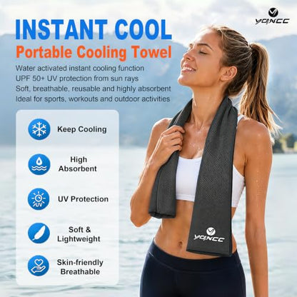 YQXCC 4 Pack Cooling Towels (47"x12"), Ice Cool Towels for Neck & Face - color: Dark Gray*2/ Dark Blue*2