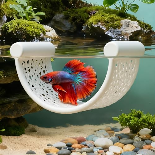 Floating Betta Hammock, Betta Fish Hammock, Floating Rest Platform or Small Aquariums, Nano Tanks, Shrimp, Corydoras, Betta Fish Tank Accessories, Fish Tank Decor, 3D Printed Aquarium Decor (White) - color: White