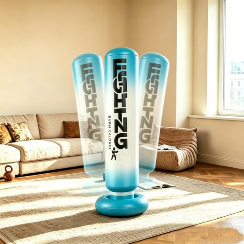 Inflatable Punching Bag for Adult, 59“ Heavy Duty Standing Boxing Bag with 4 inch Inflatable Foot Pump for Mixed Martial Arts, Muay Thai, Fitness Training