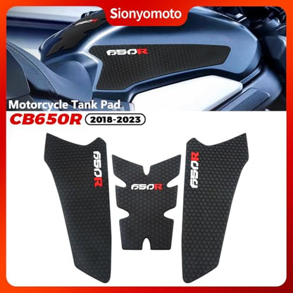 Fuel Gas Tank Pad Protector Stickers Decal Set Compatible with CBR650R CB650R 2019 2020 2021 2022 2023- Anti-Slip Protective Kit, Black | 3-Piece