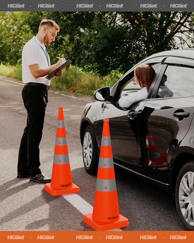 HiGiant 4 Pack 36" Collapsible Traffic Safety Cones, Orange Cones - size: 36inch
