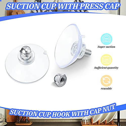 10 Pcs Suction Cups for Glass Window Screw Suction Pads 1.73"/44mm PVC Clear Sucker Pads with Cap Nut M6 Thread for Home Organization Bathroom Window Wall