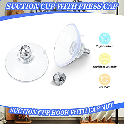 10 Pcs Suction Cups for Glass Window Screw Suction Pads 1.73"/44mm PVC Clear Sucker Pads with Cap Nut M6 Thread for Home Organization Bathroom Window Wall