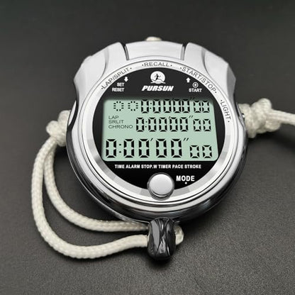 Stopwatch Timer, Digital Stop Watch with 0.01second & 0.001second Timing, Metal 10/100/400 Laps Memory, Rolilink Large dispaly Alarm Clock for Coach Sports Running Marathon - color: 400 Lap-backlight-metal