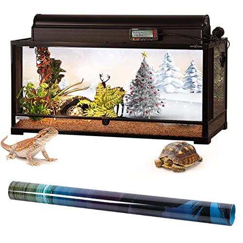 Aquarium Background Fish Tank Decorations Pictures Christmas 3D Effect PVC Adhesive Poster Christmas Tree Elk Backdrop Decoration Paper Cling Decals Sticker,42x30cm