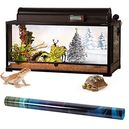 Aquarium Background Fish Tank Decorations Pictures Christmas 3D Effect PVC Adhesive Poster Christmas Tree Elk Backdrop Decoration Paper Cling Decals Sticker,42x30cm
