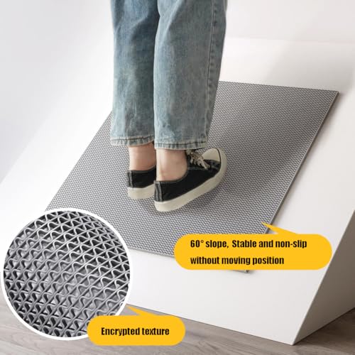 WLWLEO Drainage Non Slip Floor Mats for Pool Restroom Basement Garage Restaurant Sauna SPA Indoor Outside Wet Area, Heavy Duty PVC Water Drain Anti Slip Commercial Flooring Mat,Gray/Grey,0.9×5M
