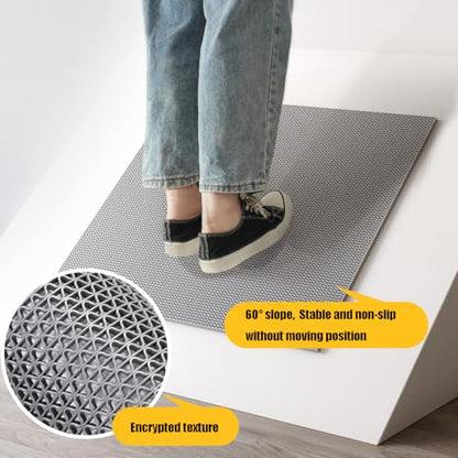 WLWLEO Drainage Non Slip Floor Mats for Pool Restroom Basement Garage Restaurant Sauna SPA Indoor Outside Wet Area, Heavy Duty PVC Water Drain Anti Slip Commercial Flooring Mat,Gray/Grey,0.9×5M