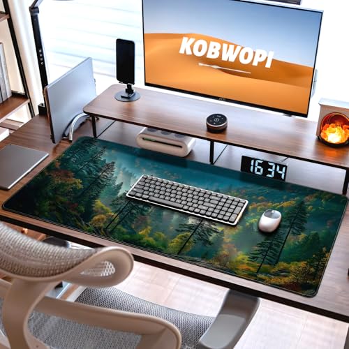 35.4 x 15.7 in, XXL Large Mouse Pad for Desk, Extended Keyboard Mouse Mat for Computer Office, Big Mouse pad with Stitched Edges, Gaming Pc-Mountains and Woods - color: Mountains and Woods
