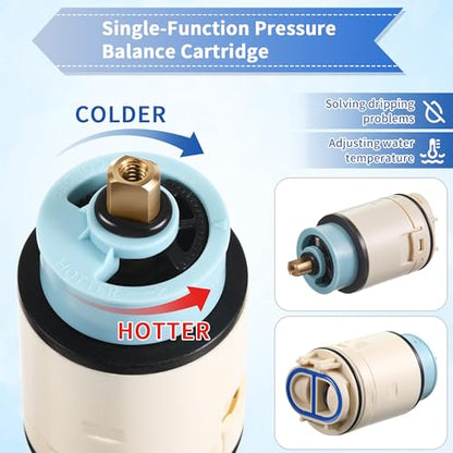 Dreyoo Single Function Pressure Balance Cartridge Replacement for RP70538/RP73625, Shower Cartridge Compatible with Peerless/Delta Single Handle Tub/Showers Faucet (Check Valve Included) (1 Pack)