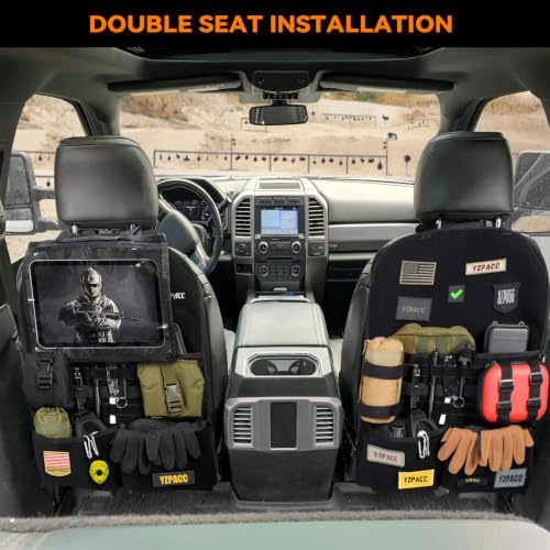 Universal Tactical Patch Display Board Hook & Loop Panel and Tactical MOLLE Seat Organizer for Trucks/SUVs - style: Seat Organizer&Fixed Straps