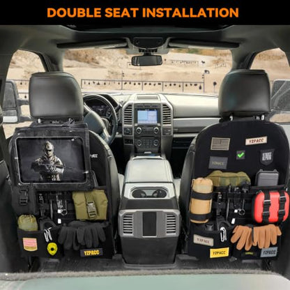 Universal Tactical Patch Display Board Hook & Loop Panel and Tactical MOLLE Seat Organizer for Trucks/SUVs - style: Seat Organizer&Fixed Straps
